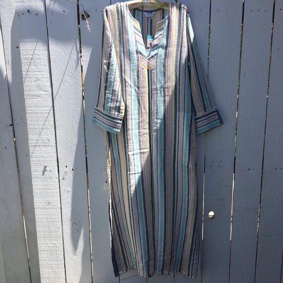 NWT. SPLENDID X GRAY MALIN Playa Striped Linen-Blend Maxi Dress. Size Large. - Picture 5 of 11